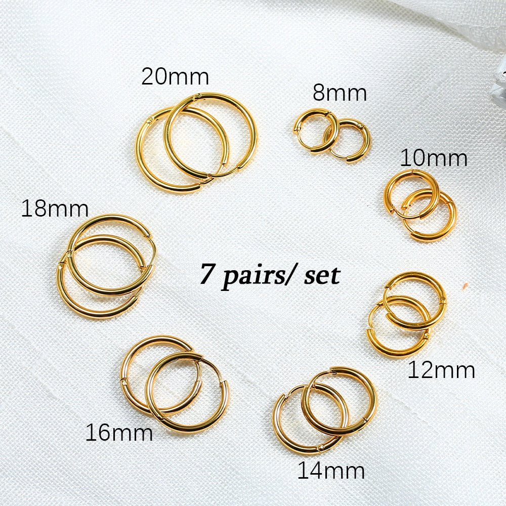 Stainless Steel Hoop Earrings For Women Men Small Gold Color Earring Korea Cartilage Piercing Classic Jewelry Accessories Gifts