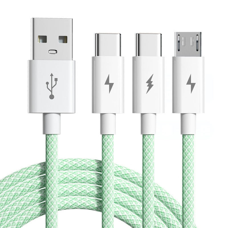 6A 66W 3 In 1 Super Charging Cable For Huawei iPhone Samsung Micro USB Type-C Fast Charger Accessories USB Type-C Data Cable