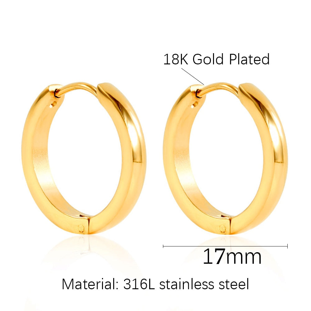 Stainless Steel Hoop Earrings For Women Men Small Gold Color Earring Korea Cartilage Piercing Classic Jewelry Accessories Gifts