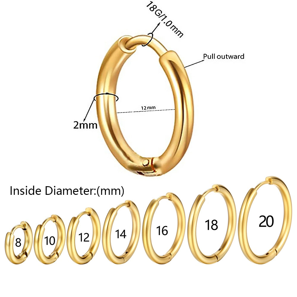 Stainless Steel Hoop Earrings For Women Men Small Gold Color Earring Korea Cartilage Piercing Classic Jewelry Accessories Gifts