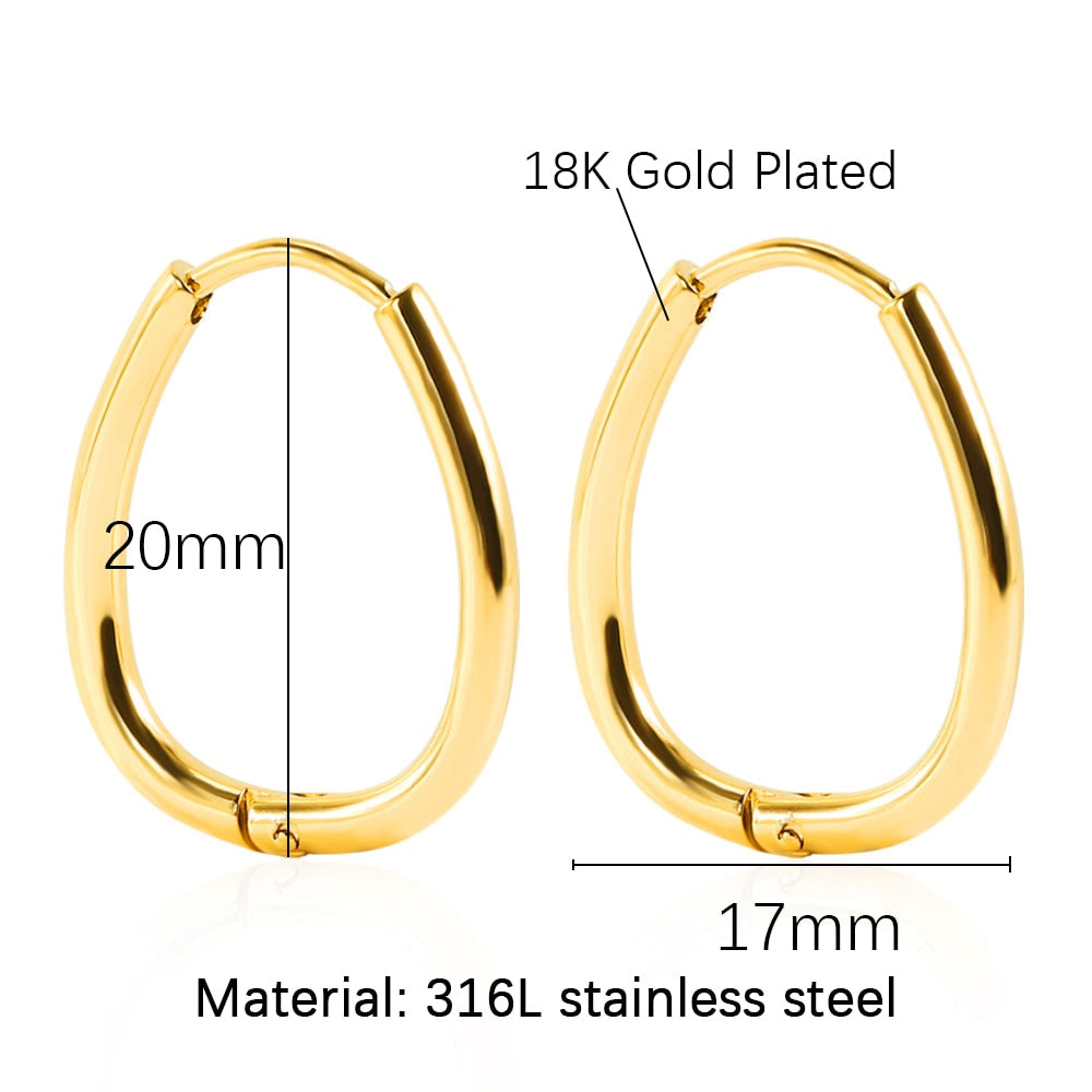 Stainless Steel Hoop Earrings For Women Men Small Gold Color Earring Korea Cartilage Piercing Classic Jewelry Accessories Gifts