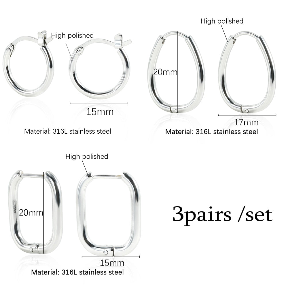 Stainless Steel Hoop Earrings For Women Men Small Gold Color Earring Korea Cartilage Piercing Classic Jewelry Accessories Gifts