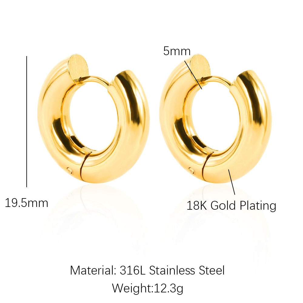 Stainless Steel Hoop Earrings For Women Men Small Gold Color Earring Korea Cartilage Piercing Classic Jewelry Accessories Gifts