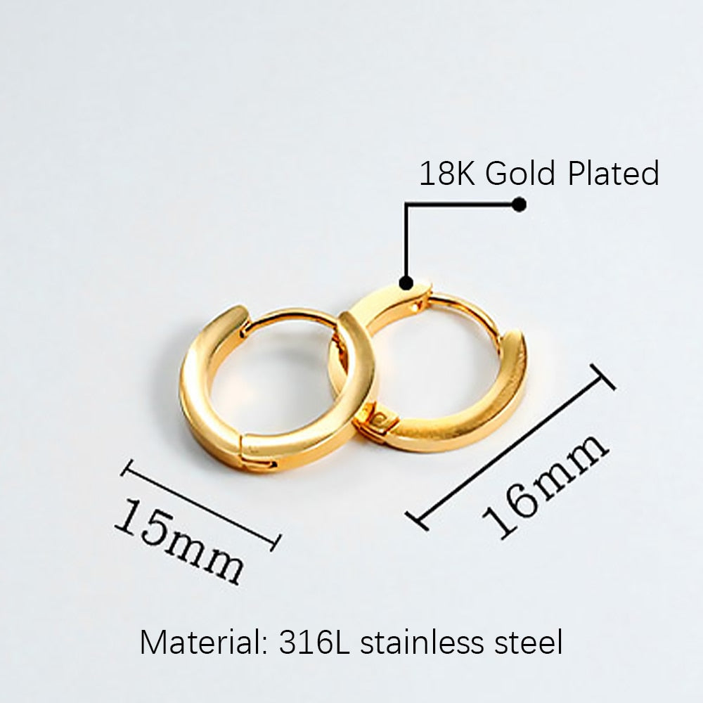 Stainless Steel Hoop Earrings For Women Men Small Gold Color Earring Korea Cartilage Piercing Classic Jewelry Accessories Gifts