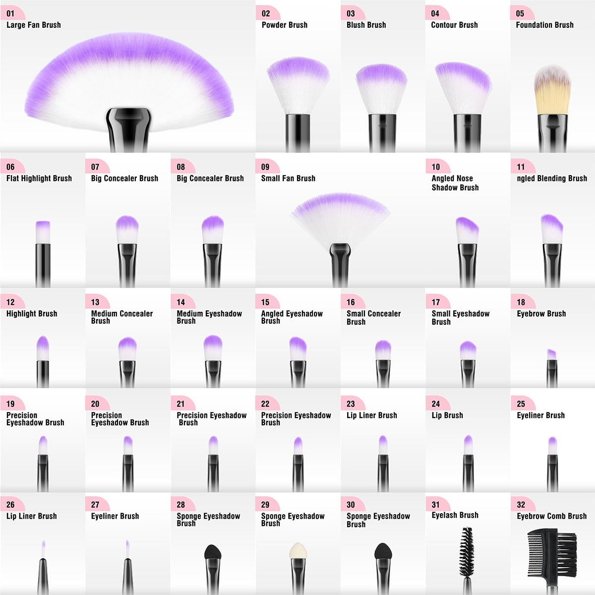 These universal makeup brushes, available in 13 or 32 pieces, enable you to create makeup looks