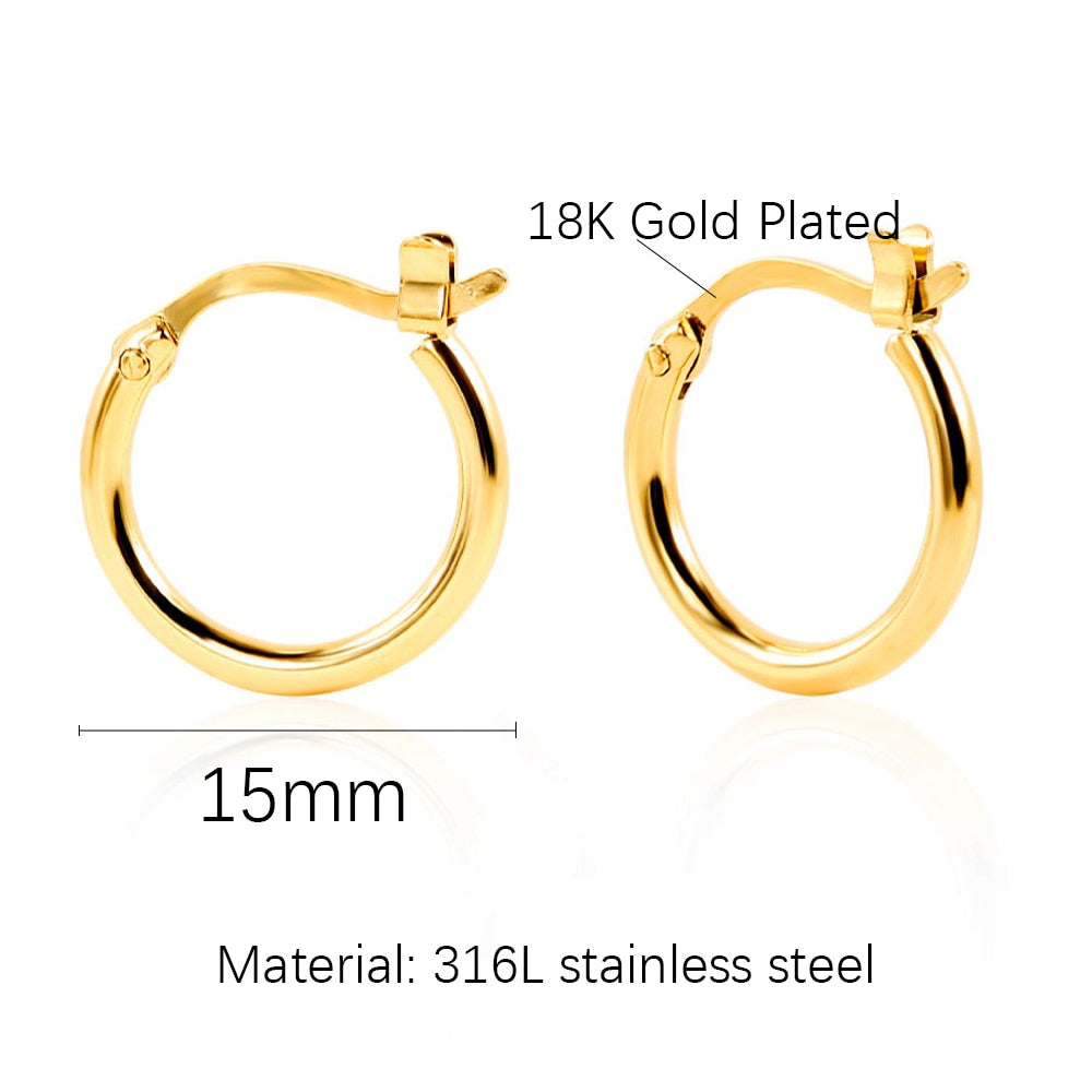 Stainless Steel Hoop Earrings For Women Men Small Gold Color Earring Korea Cartilage Piercing Classic Jewelry Accessories Gifts