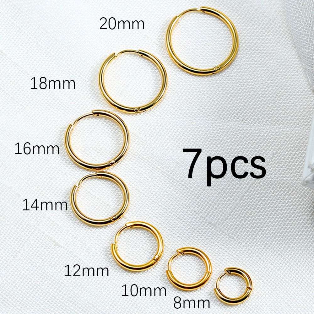 Stainless Steel Hoop Earrings For Women Men Small Gold Color Earring Korea Cartilage Piercing Classic Jewelry Accessories Gifts