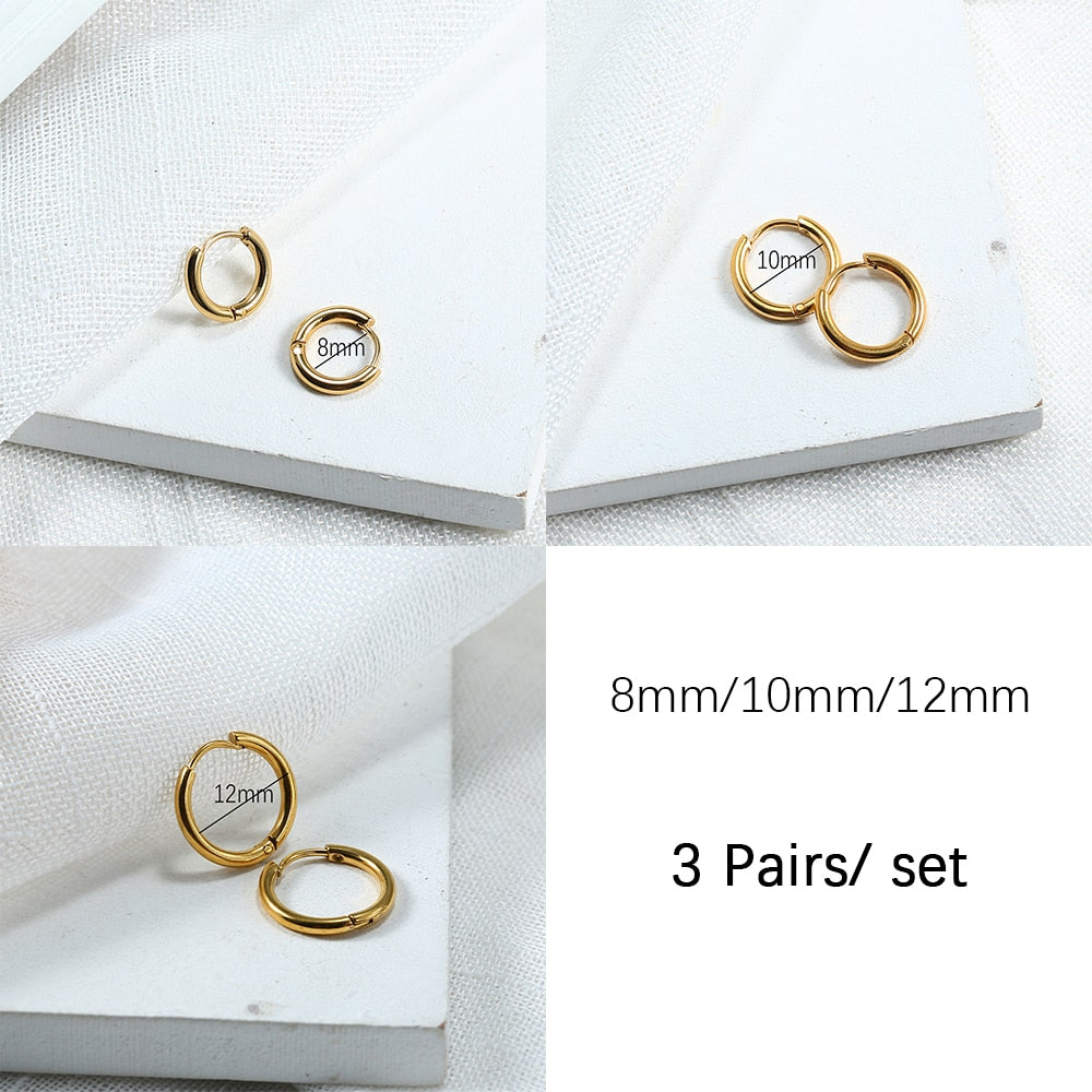 Stainless Steel Hoop Earrings For Women Men Small Gold Color Earring Korea Cartilage Piercing Classic Jewelry Accessories Gifts