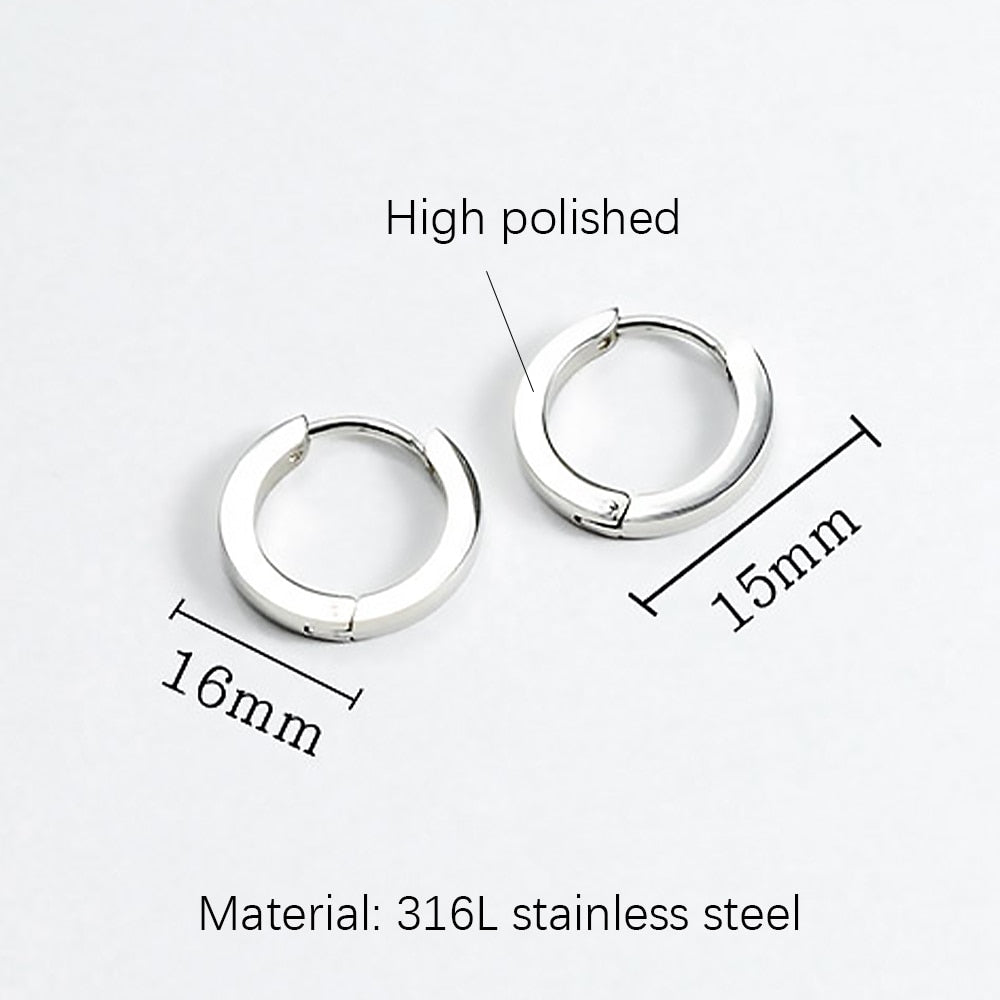 Stainless Steel Hoop Earrings For Women Men Small Gold Color Earring Korea Cartilage Piercing Classic Jewelry Accessories Gifts