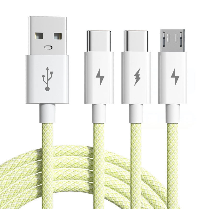 6A 66W 3 In 1 Super Charging Cable For Huawei iPhone Samsung Micro USB Type-C Fast Charger Accessories USB Type-C Data Cable