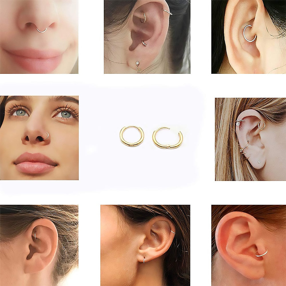 Stainless Steel Hoop Earrings For Women Men Small Gold Color Earring Korea Cartilage Piercing Classic Jewelry Accessories Gifts