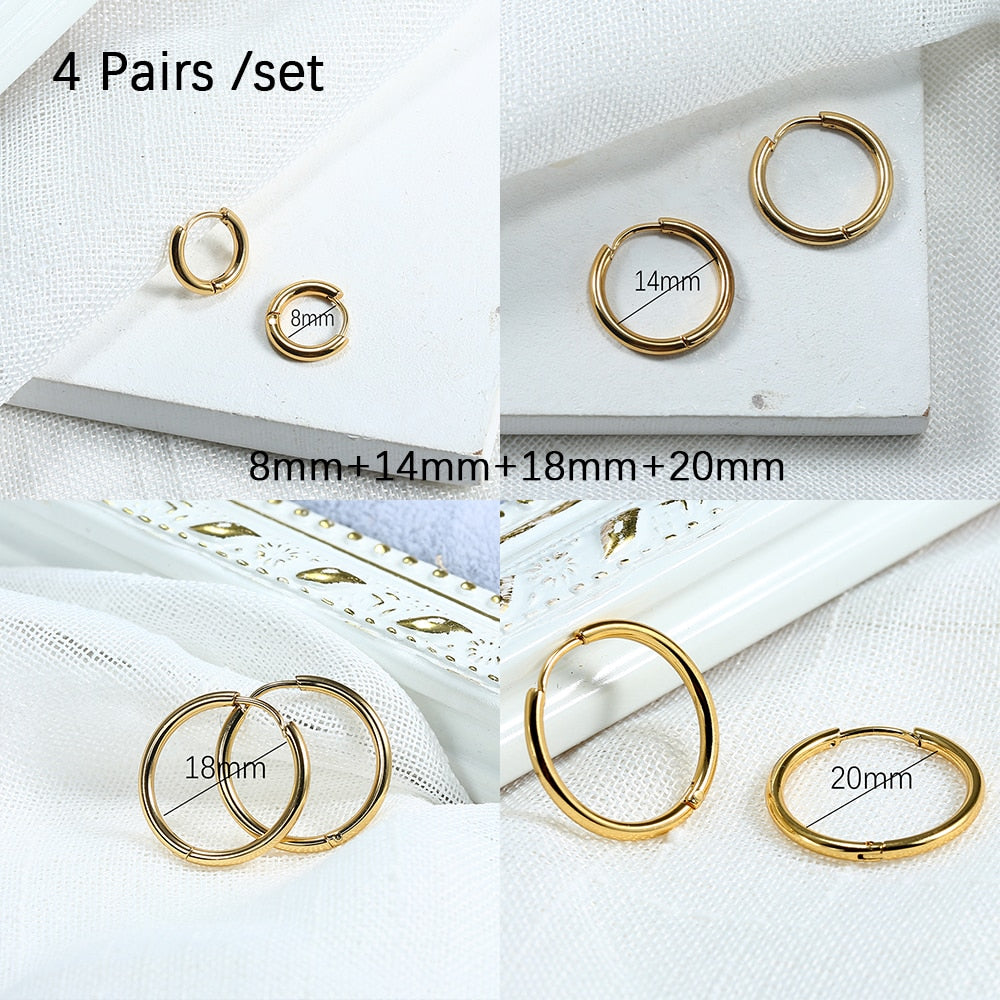 Stainless Steel Hoop Earrings For Women Men Small Gold Color Earring Korea Cartilage Piercing Classic Jewelry Accessories Gifts