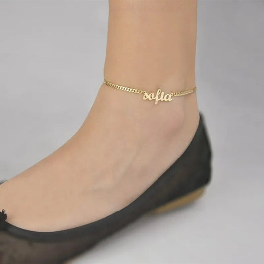 Custom Nameplate Ankle Bracelet Femme Personalized Name Anklets For Women Men Stainless Steel Stainless Steel Leg Chain Jewelry