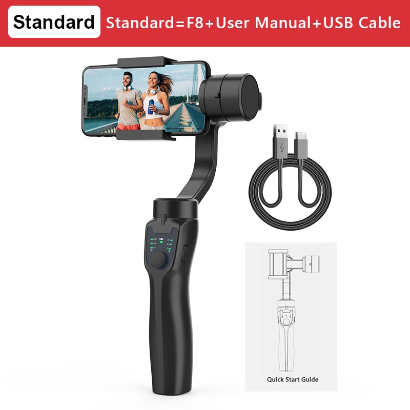 F8 Handheld 3-Axis Gimbal Phone Holder Anti Shake Video Record Stabilizer for Xiaomi iPhone Cellphone Smartphone