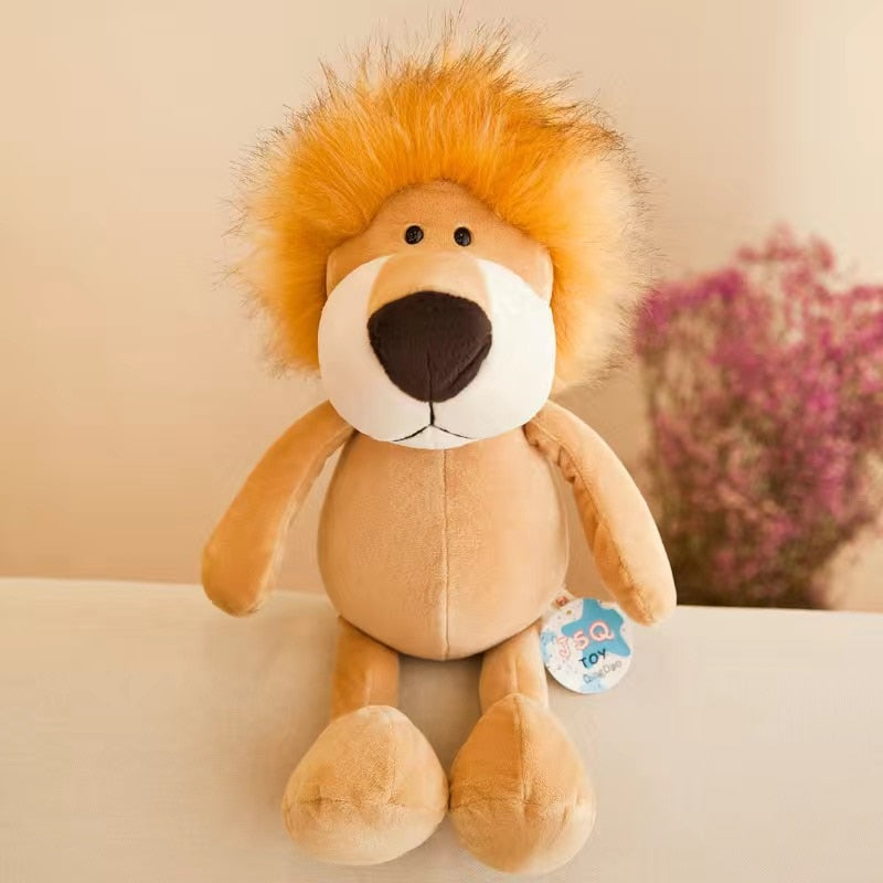 25cm 35cm Super Cute Stuffed Toys for Kids Sleeping Mate Jungle Animals Dolls Elephant Dog Tiger Fox Lion Giraffe Raccoon Monkey