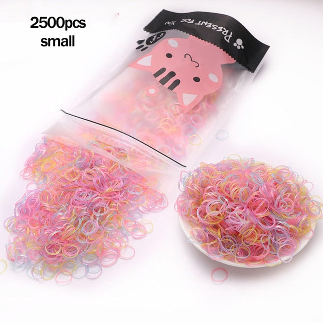 Package of 1000 disposable colorful mini rubber bands