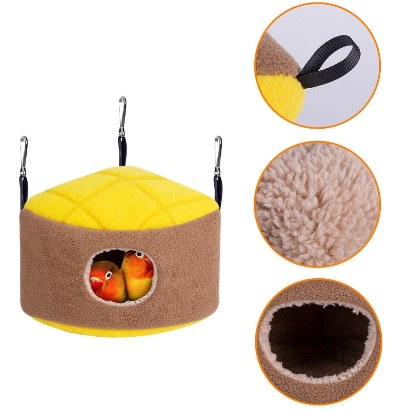 Warm Bird Nest Winter House Snuggle Hut Hanging Hammock Cage Accessories Plush Hideaway for Gerbil Small Parrot Parakeet Cockati