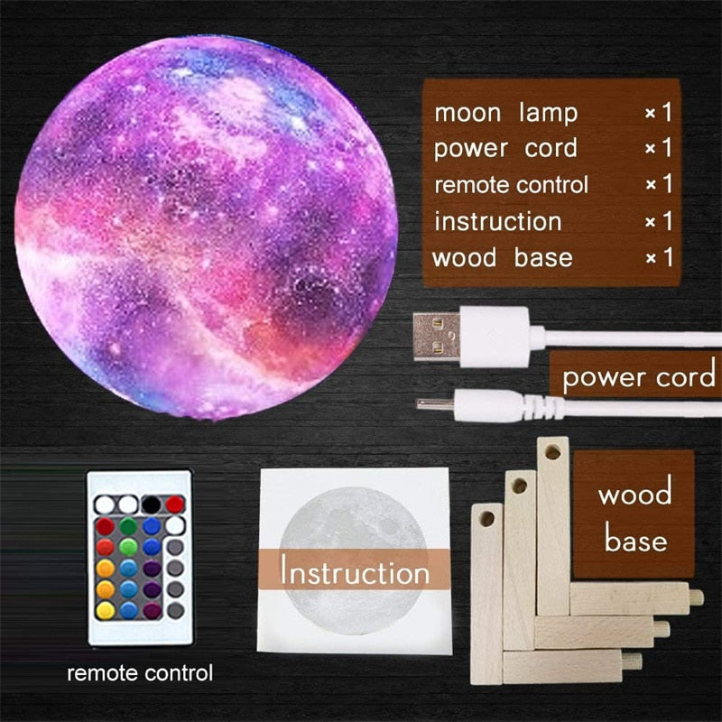 Moon Lamp Kids Night Light Galaxy Lamp 16 Colors LED 3D Star Moon Light Change Touch And Remote Control Galaxy Light  For Gifts