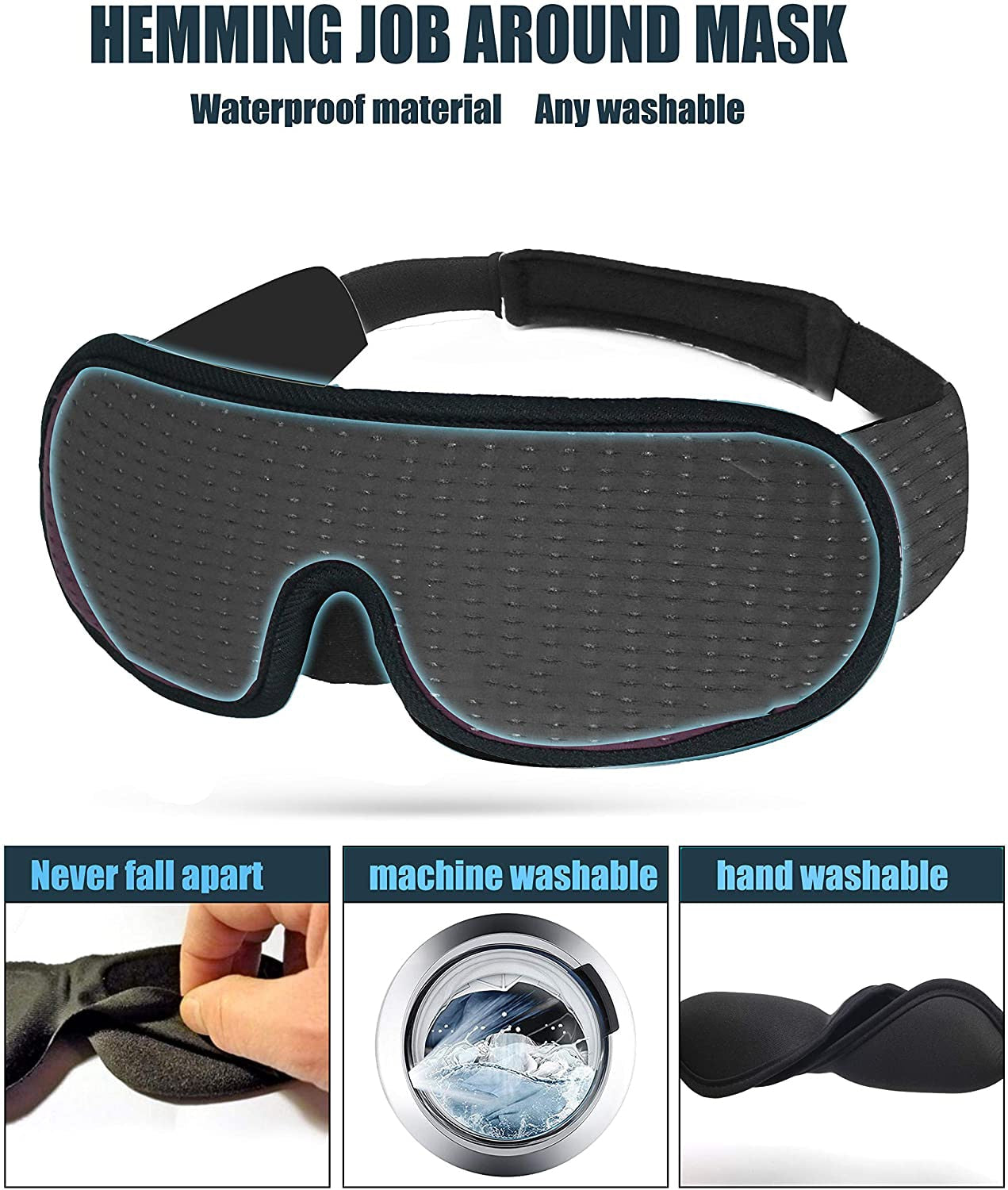 3D Mask for Sleep Eye Mask Lights Blockout Soft Padded Sleeping Masked Fabric Cover Shade Blindfold Eyepatch