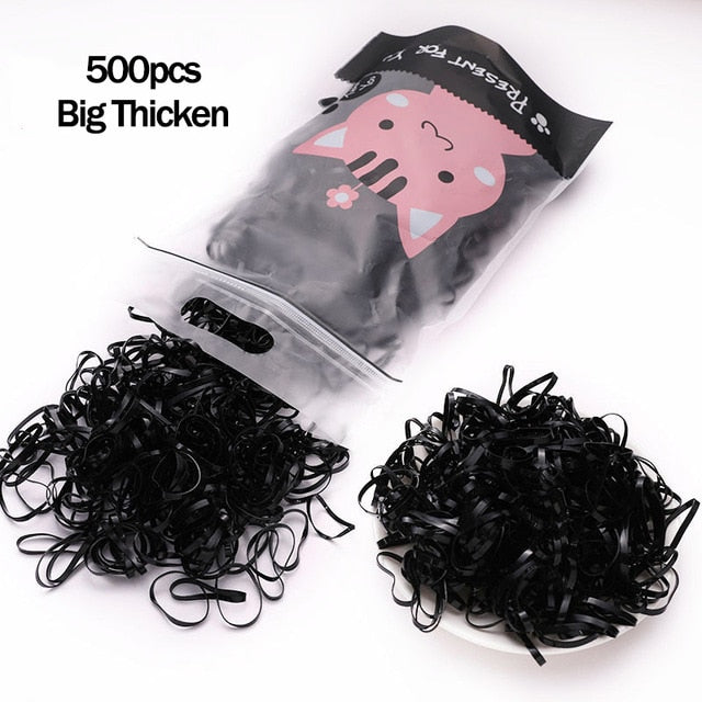 Package of 1000 disposable colorful mini rubber bands