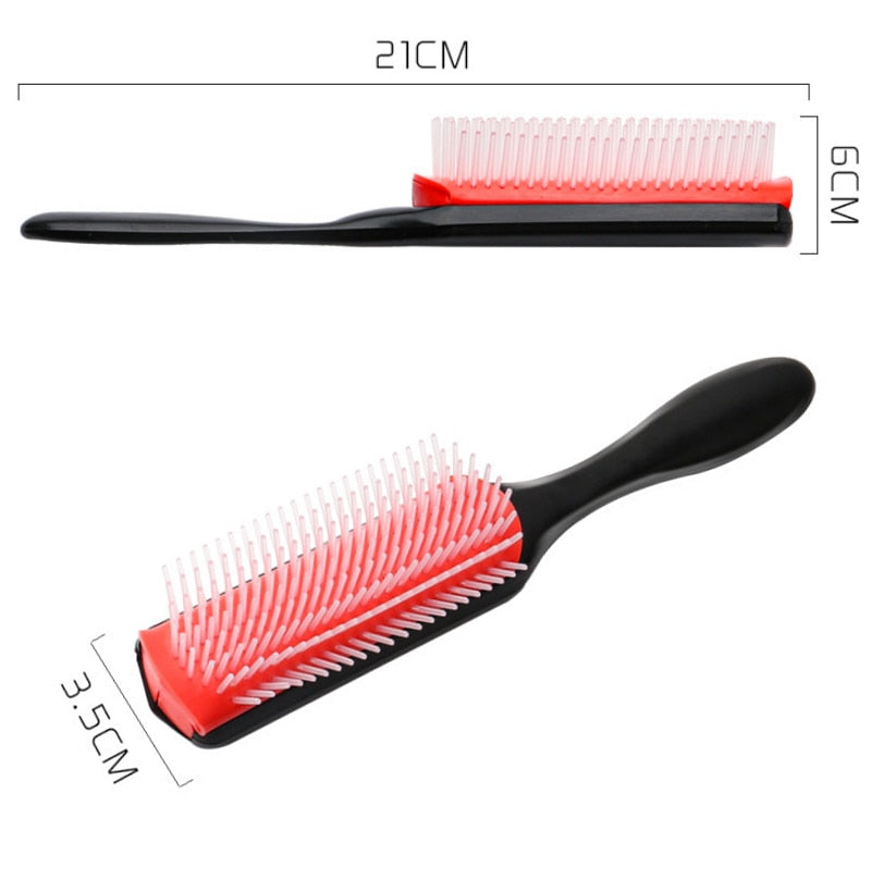 4 Color 9-Rows Denman Brush Women Detangling Styling Hairbrush Scalp Massager Salon Hairdressing Straight Curly Wet 4c Hair Comb