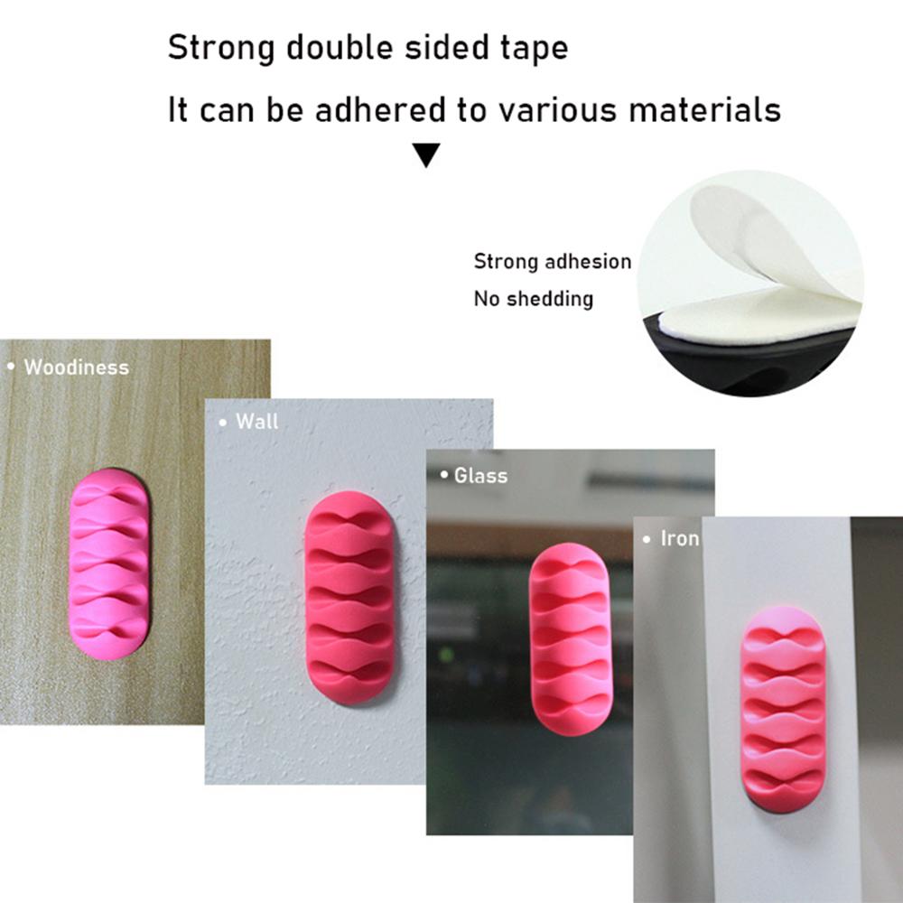 7 Holes USB Cable Organizer  Cable Clamp  Wire Winder Headphone Earphone Holder Cord Silicone Clip Phone Line Desktop Management