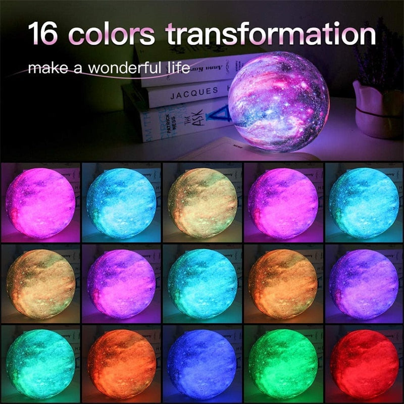 Moon Lamp Kids Night Light Galaxy Lamp 16 Colors LED 3D Star Moon Light Change Touch And Remote Control Galaxy Light  For Gifts