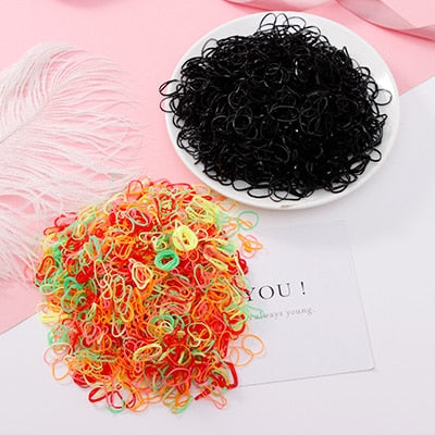 Package of 1000 disposable colorful mini rubber bands