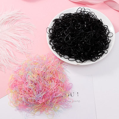 Package of 1000 disposable colorful mini rubber bands