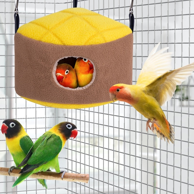 Warm Bird Nest Winter House Snuggle Hut Hanging Hammock Cage Accessories Plush Hideaway for Gerbil Small Parrot Parakeet Cockati