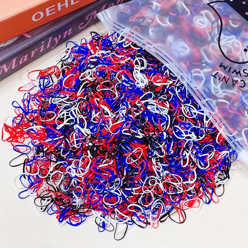 Package of 1000 disposable colorful mini rubber bands