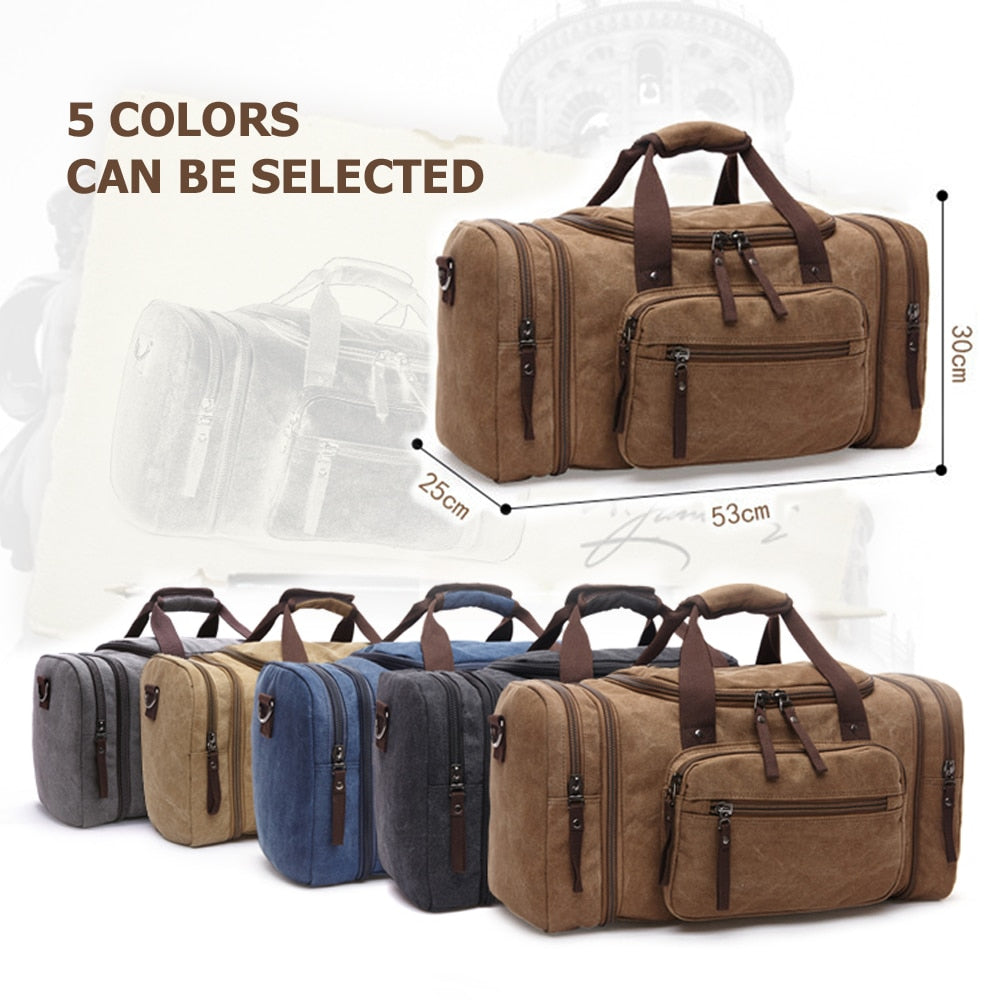 MARKROYAL Canvas Travel Bags Large Capacity Carry on Luggage Bags Men Duffel Bag Travel Bag