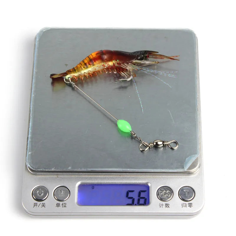 3pcs/lot Shrimp Soft Fishing Lure 9cm 6g Artificial Bait With Luminous Bead Swivels Hook Lifelike Shrimp Lure Carp Fishing YE74