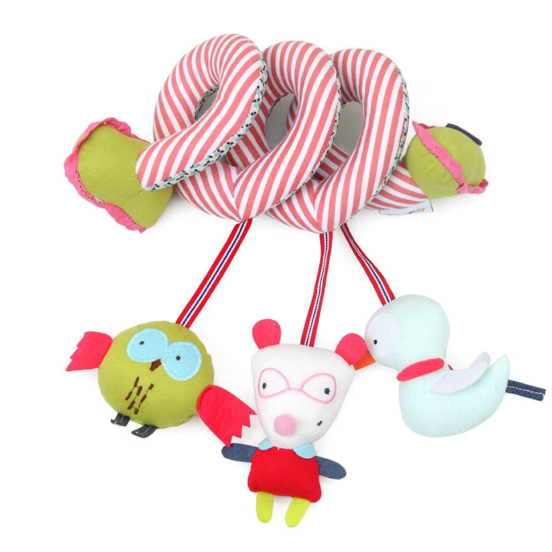 Baby nordic bed rattles hanging toys toddler spiral pram toy Baby car carriage plush owl mobile 0 6 12 months stroller hang girl