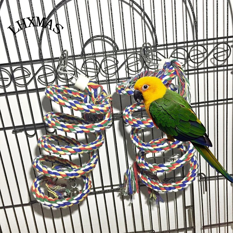 LHXMAS PET STORE-Cotton Bird Climbing Toy, Bell Rope, Parrot Toy, Standing Pet, Cage Accessories, Parakeets, Cockatiels, T049