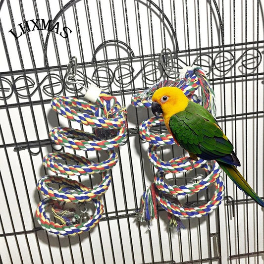 LHXMAS PET STORE-Cotton Bird Climbing Toy, Bell Rope, Parrot Toy, Standing Pet, Cage Accessories, Parakeets, Cockatiels, T049