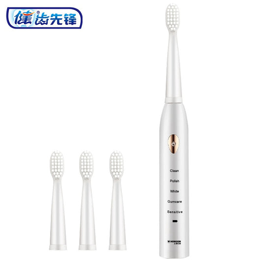 Jianpai Adult Black White Classic Acoustic Electric Toothbrush Adult 5-gear Mode USB Charging IPX7 Waterproof Acoustic Electric