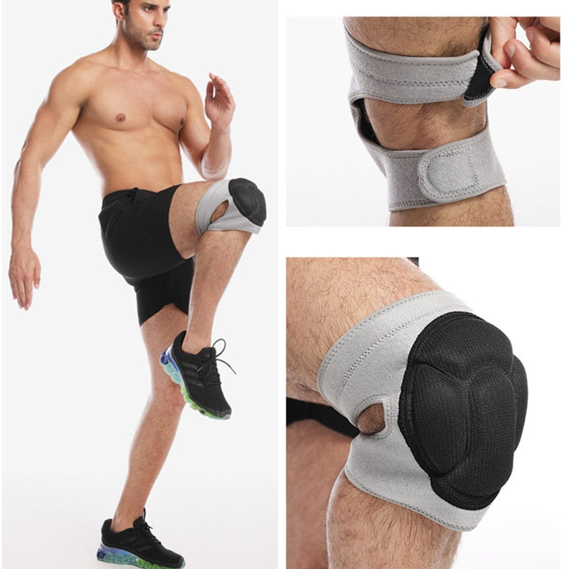 This pair of thick sports knee pads provides support and protection