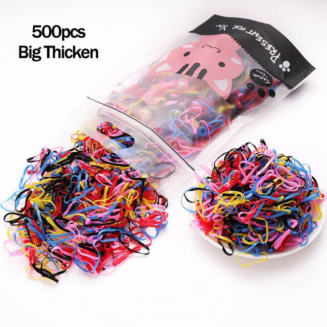 Package of 1000 disposable colorful mini rubber bands