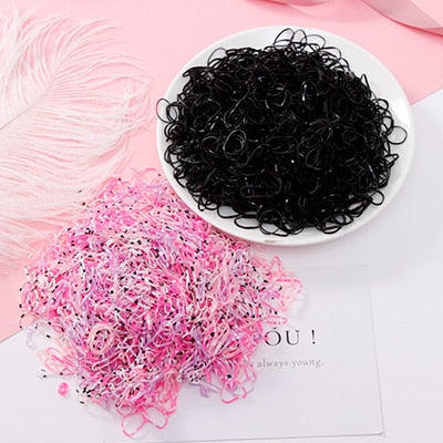 Package of 1000 disposable colorful mini rubber bands