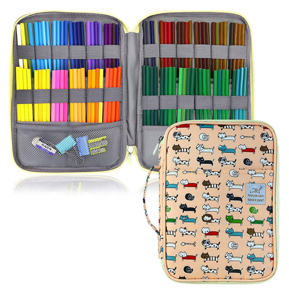 96/192 Slots Pencil Case School Pencilcase for Girls Boys Pen Bag Large Capacity Penal Stationery Penalty Cartridge Box Supplies