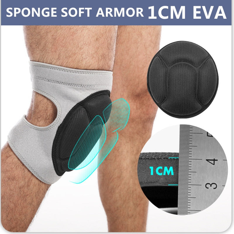 This pair of thick sports knee pads provides support and protection