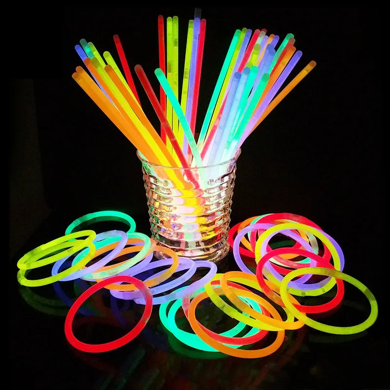 50/100Pcs Glow Stick Fluorescent Stick Neon Necklace Bracelets Party Light Stick For Wedd Festive Concert Party Glow Stick