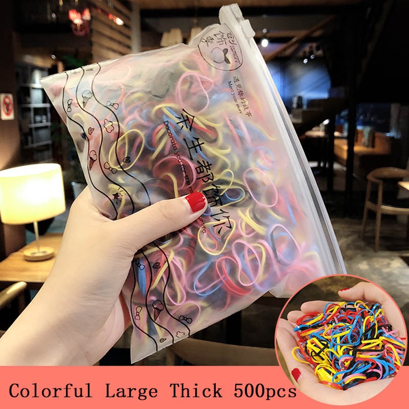 Package of 1000 disposable colorful mini rubber bands