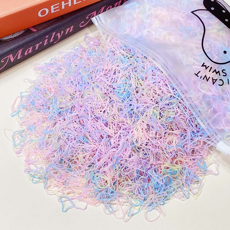 Package of 1000 disposable colorful mini rubber bands