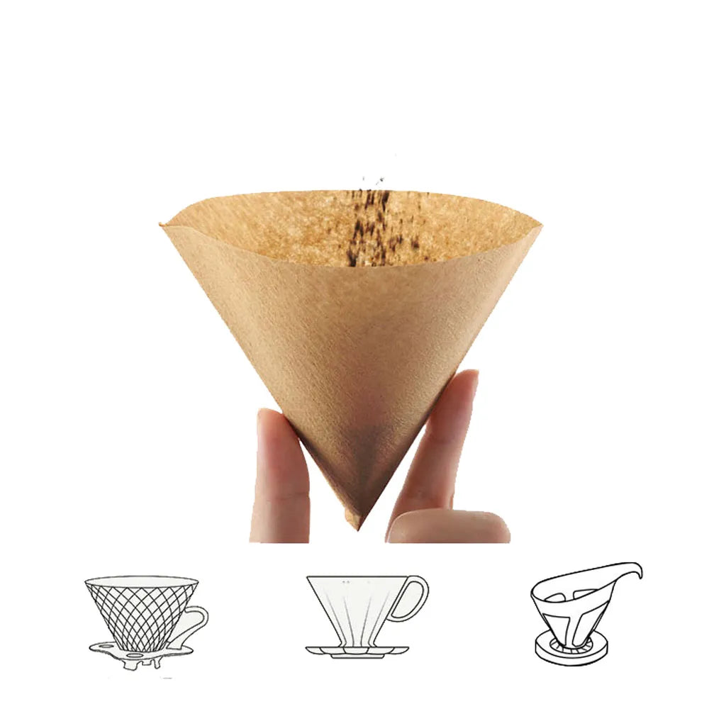 RECAFIMIL Coffee Filter Paper Count Disposable Coffer Filters Natural Cone V-Shaped Unbleached Filter for v60 Coffee Dripper