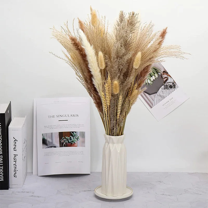 300pcs Real Natural Dried Flower Bouquet Pampas Reed Small Reed Rabbit Tail Grass Home Decor Mix and Match Dried Flower Bouquet