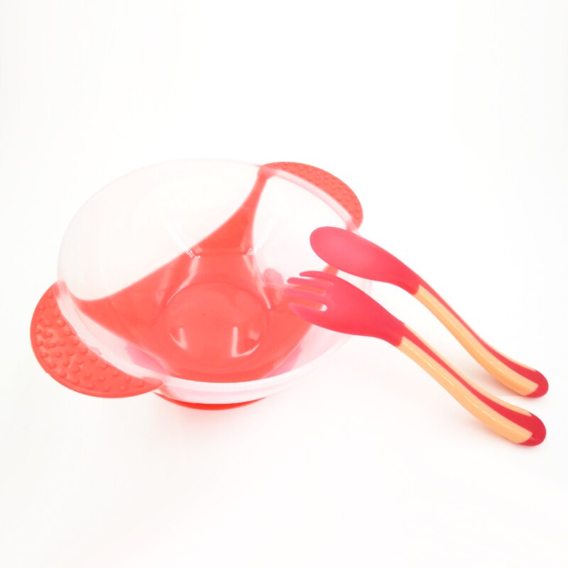 Temperature Sensing Feeding Spoon Child Tableware Food Bowl Learning Dishes Service Plate/Tray Suction Cup Baby Dinnerware Set