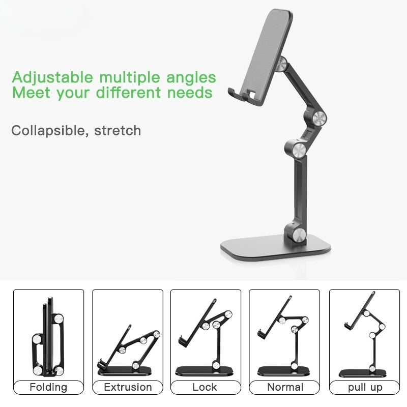 Three Sections Foldable Desk Mobile Phone Holder For iPhone iPad Tablet Flexible Table Desktop Adjustable Cell Smart