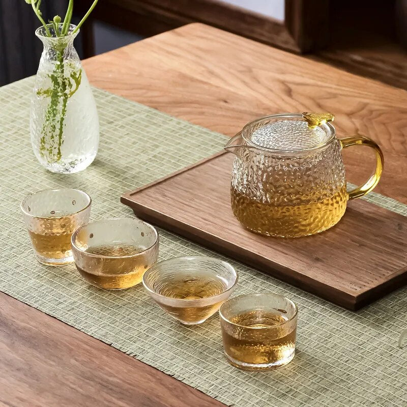 Japanese Glass Master Cup Household Tea Set Tea Cup Simple Small Cup Thick Hammer Pattern Small Teacup Clear Wine Single Cup